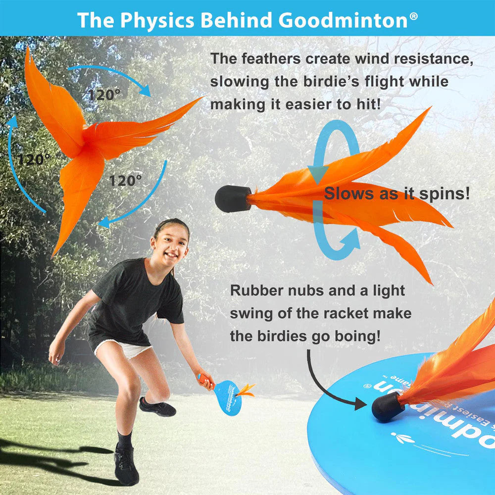 Goodminton | The World's Easiest Racket Game | An Indoor Outdoor Year-Round Fun Racquet Game for Boys, Girls, and People of All Ages